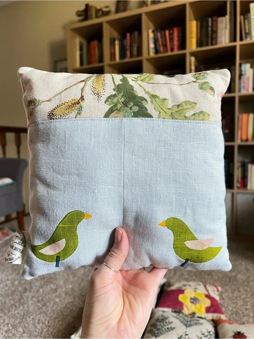 Tooth Fairy Pillow - Designer Fabrics Green Birds and Florals